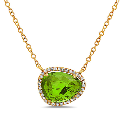 Dilamani Peridot & Diamond Pendant Necklace